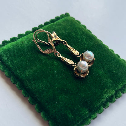 Early 20th c. 14k Gold Vermeil Earrings
