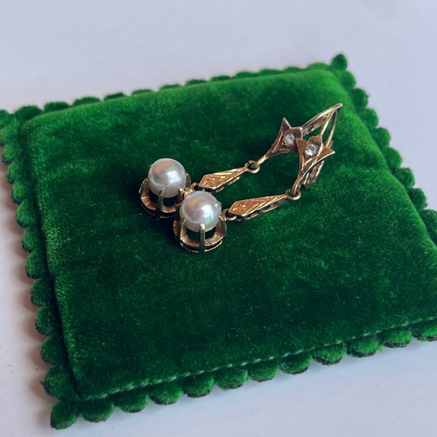 Early 20th c. 14k Gold Vermeil Earrings