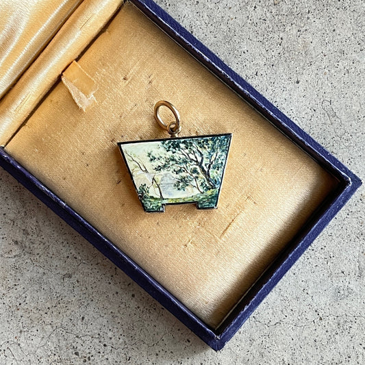 Mid-19th c. 14k Gold Enamel Locket with Hair