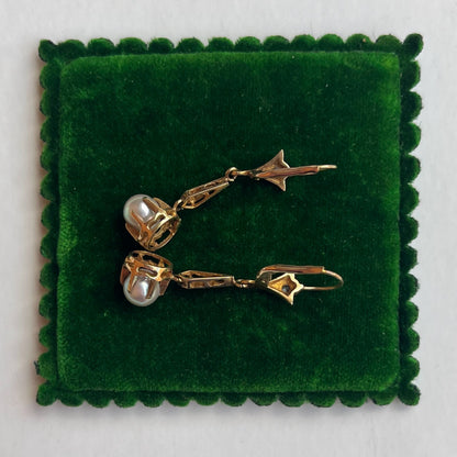 Early 20th c. 14k Gold Vermeil Earrings