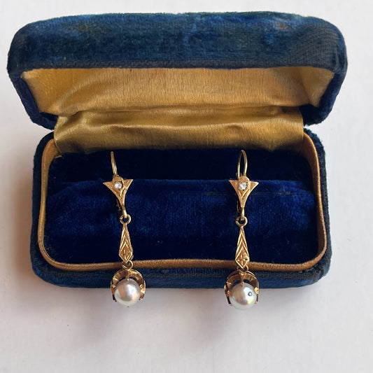 Early 20th c. 14k Gold Vermeil Earrings