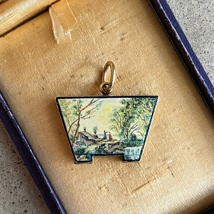 Mid-19th c. 14k Gold Enamel Locket with Hair
