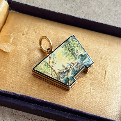 Mid-19th c. 14k Gold Enamel Locket with Hair
