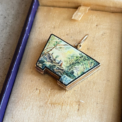 Mid-19th c. 14k Gold Enamel Locket with Hair
