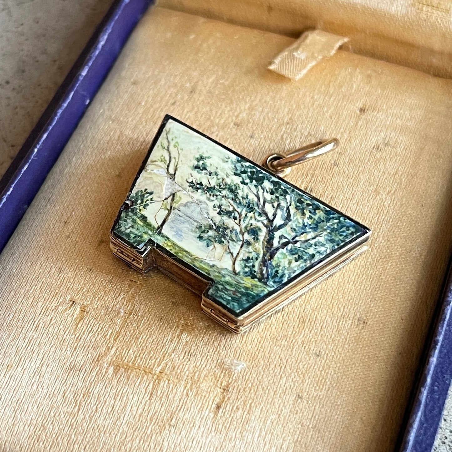 Mid-19th c. 14k Gold Enamel Locket with Hair