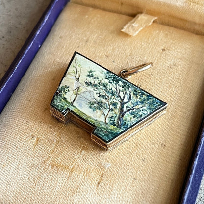 Mid-19th c. 14k Gold Enamel Locket with Hair