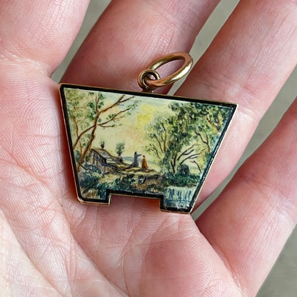 Mid-19th c. 14k Gold Enamel Locket with Hair