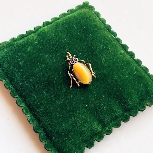 c. 1900s Tigers Eye Beetle Conversion Pendant