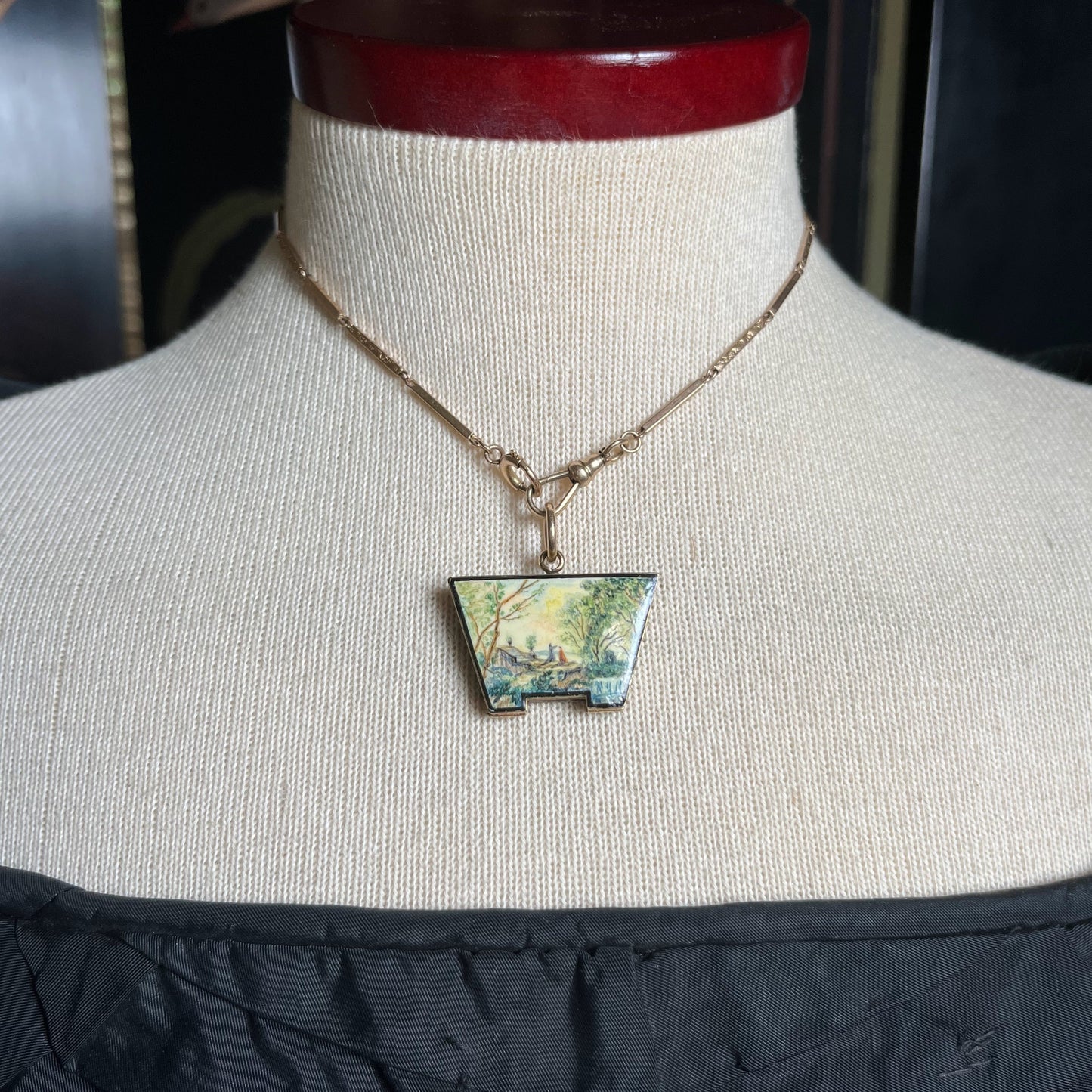 Mid-19th c. 14k Gold Enamel Locket with Hair