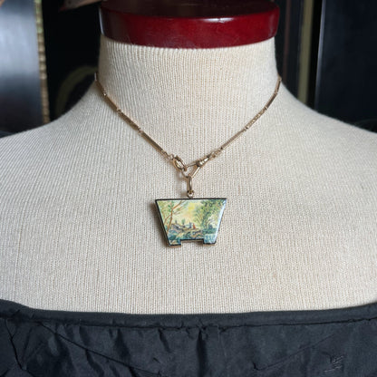 Mid-19th c. 14k Gold Enamel Locket with Hair