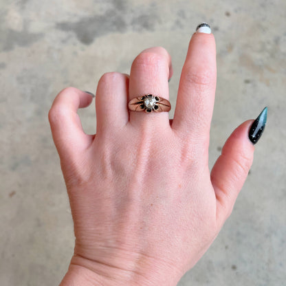 14k Gold Foil Backed Rose Cut Diamond Ring
