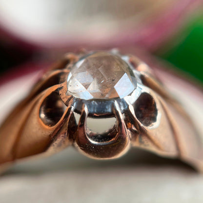 14k Gold Foil Backed Rose Cut Diamond Ring