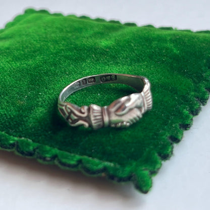 1880s Sterling Silver Fede Ring | Hallmarked 1884