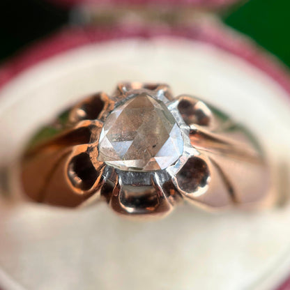 14k Gold Foil Backed Rose Cut Diamond Ring
