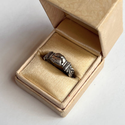 1880s Sterling Silver Fede Ring | Hallmarked 1884