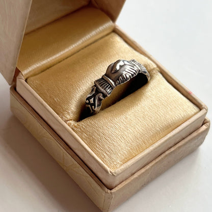 1880s Sterling Silver Fede Ring | Hallmarked 1884