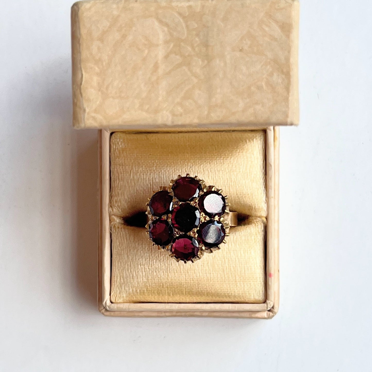 Late 19th c. 10k Gold Flat Cut Garnet Conversion Ring