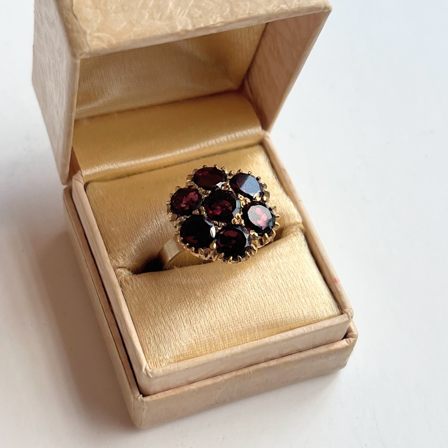Late 19th c. 10k Gold Flat Cut Garnet Conversion Ring