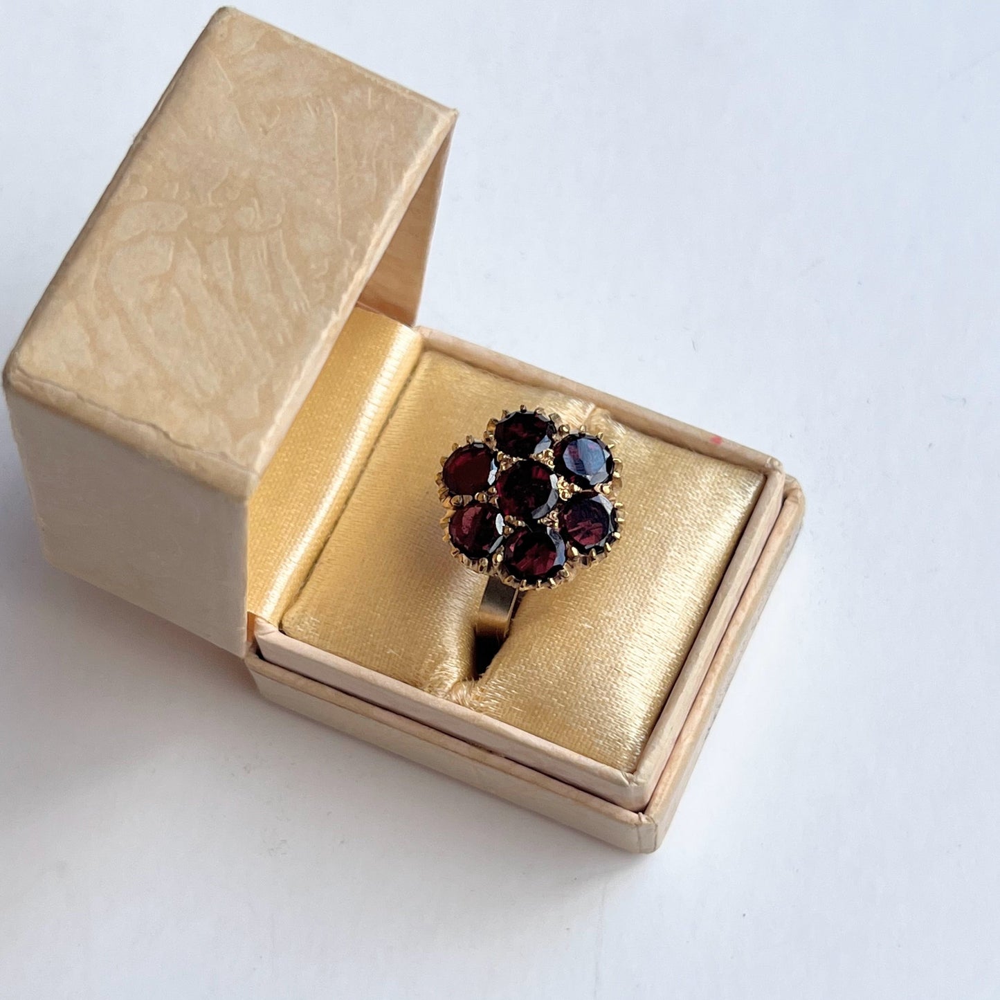 Late 19th c. 10k Gold Flat Cut Garnet Conversion Ring