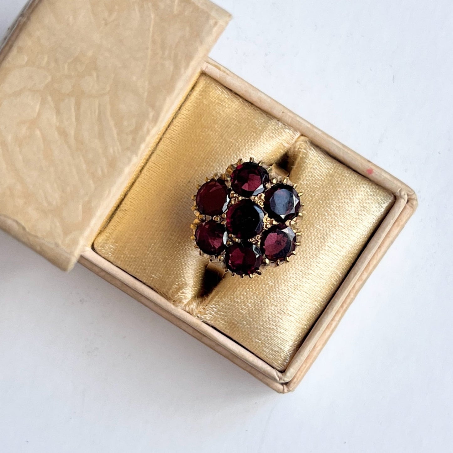 Late 19th c. 10k Gold Flat Cut Garnet Conversion Ring