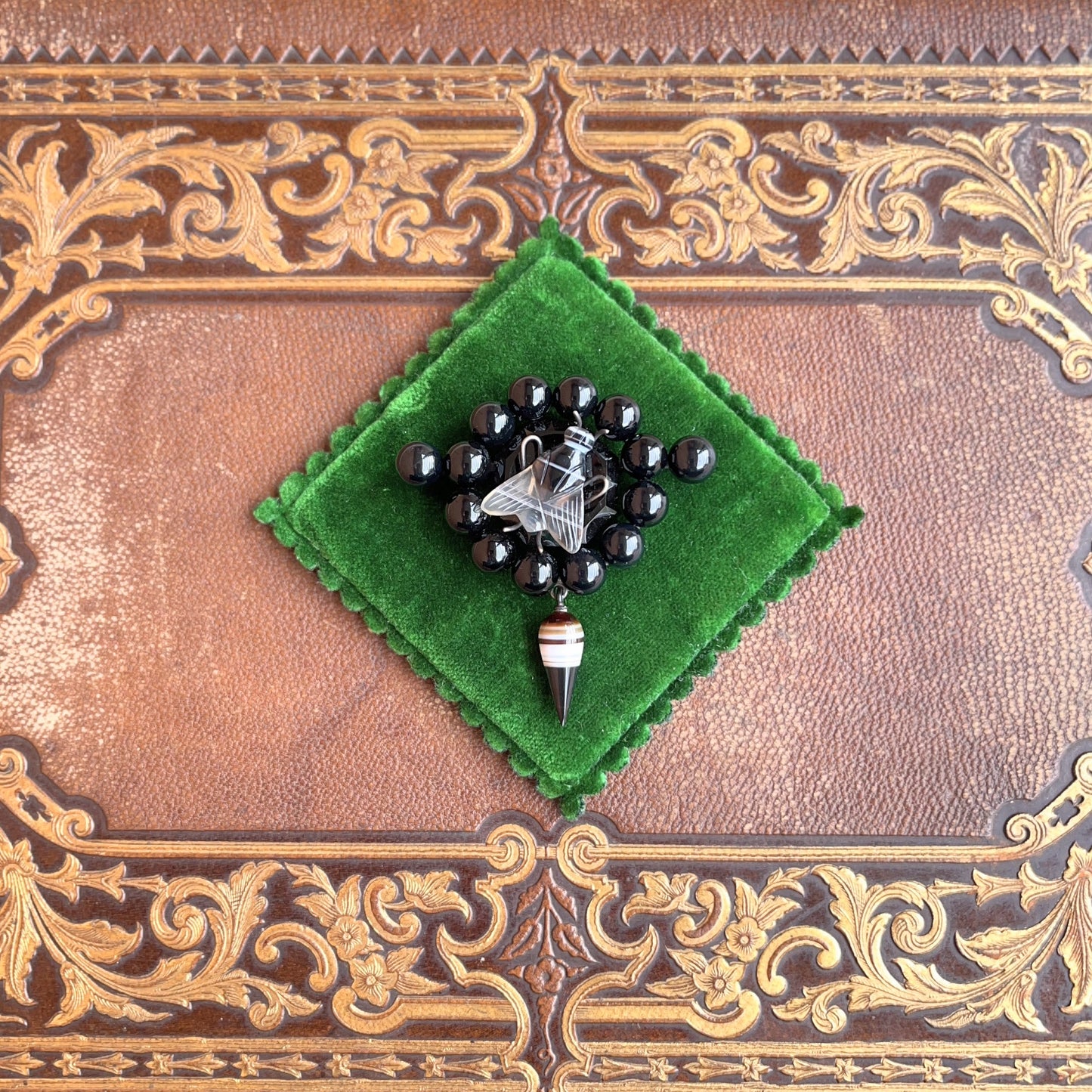 c. 1880s Banded Agate Fly Brooch