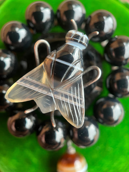 c. 1880s Banded Agate Fly Brooch