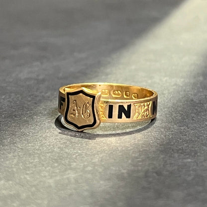 1875 'In Memory Of' 18k Gold Mourning Ring 'AG'