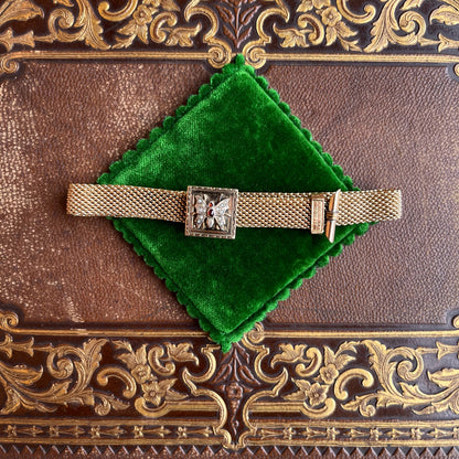 Victorian Gold Filled Moth or Butterfly Mesh Bracelet