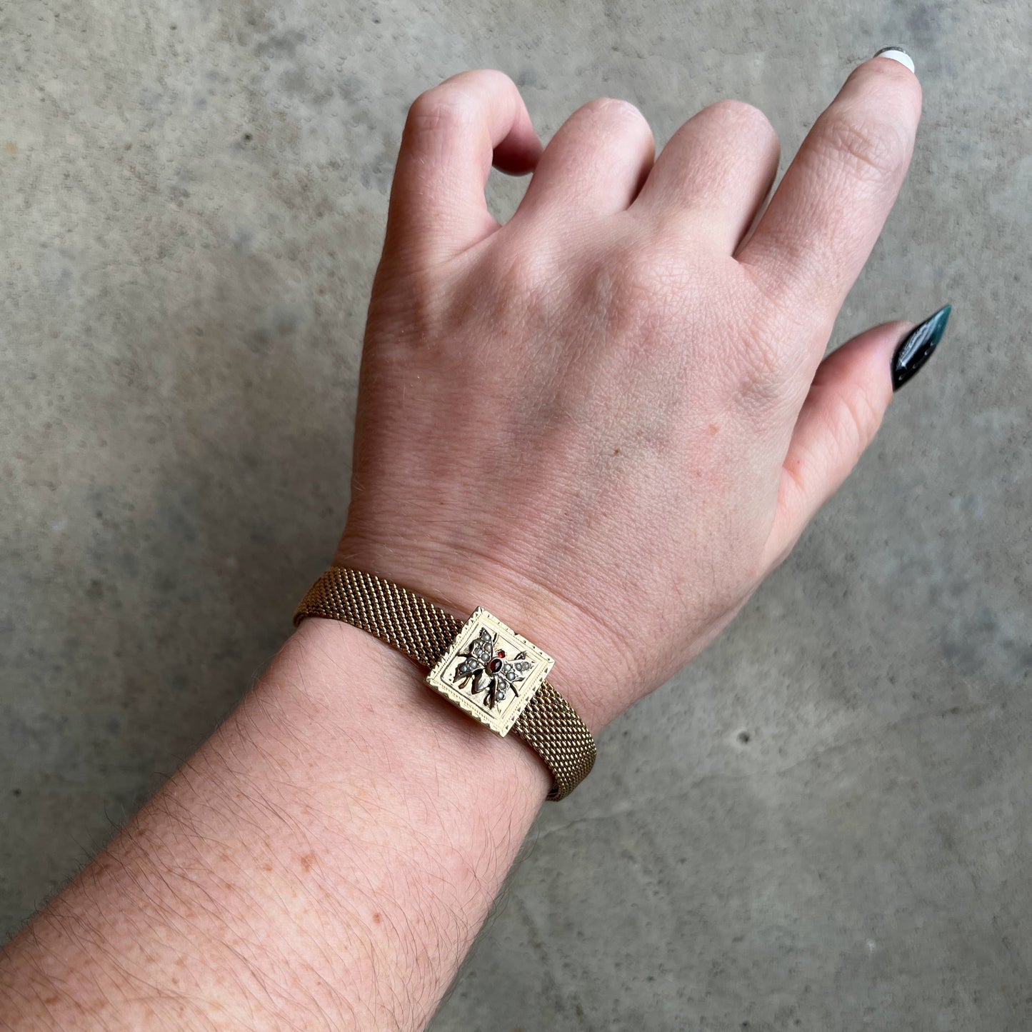 Victorian Gold Filled Moth or Butterfly Mesh Bracelet