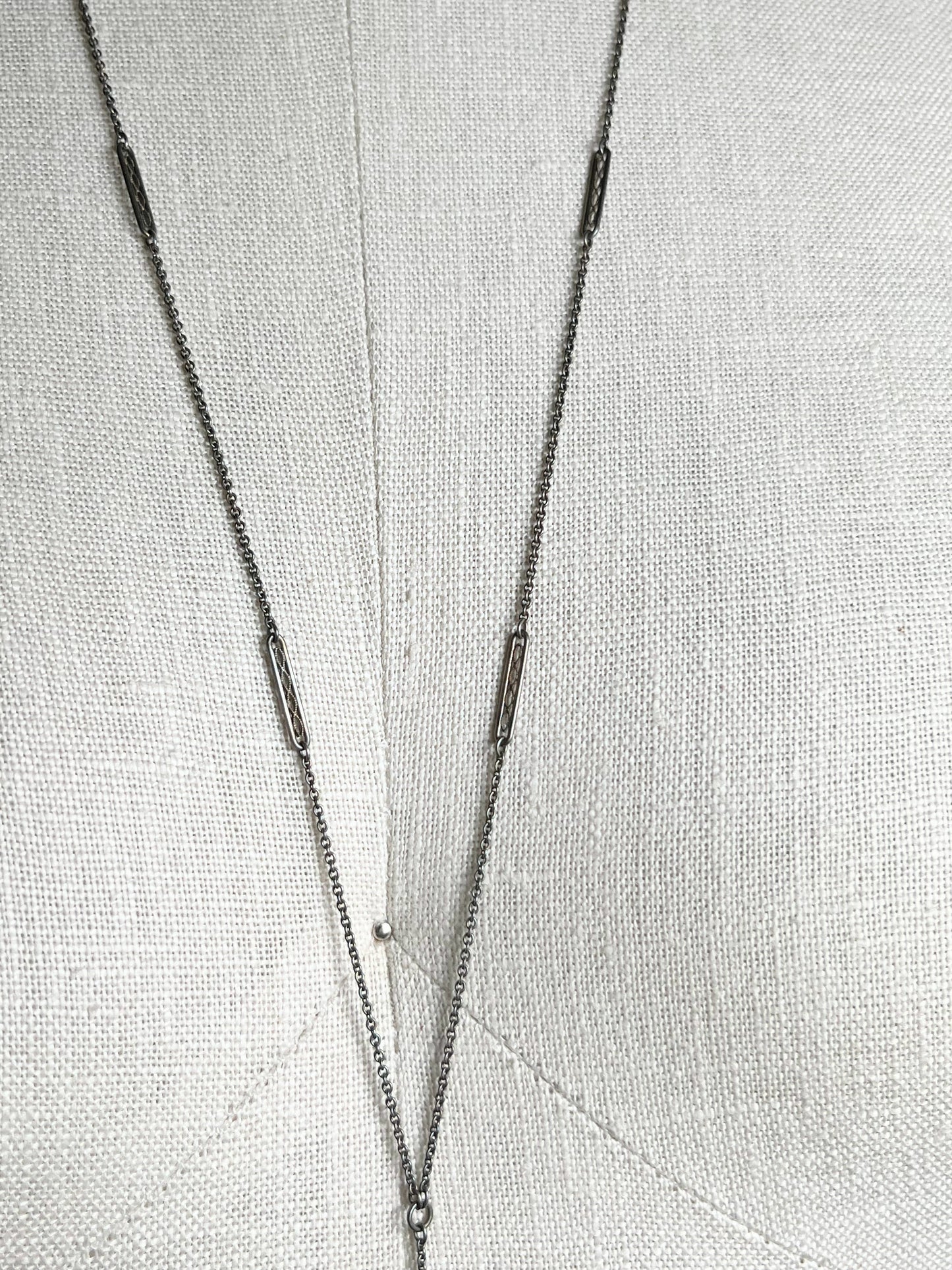 c. 1910s-1920s Sterling Silver Lorgnette + Chain