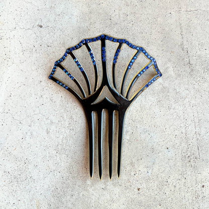 Art Deco Black Celluloid Hair Comb