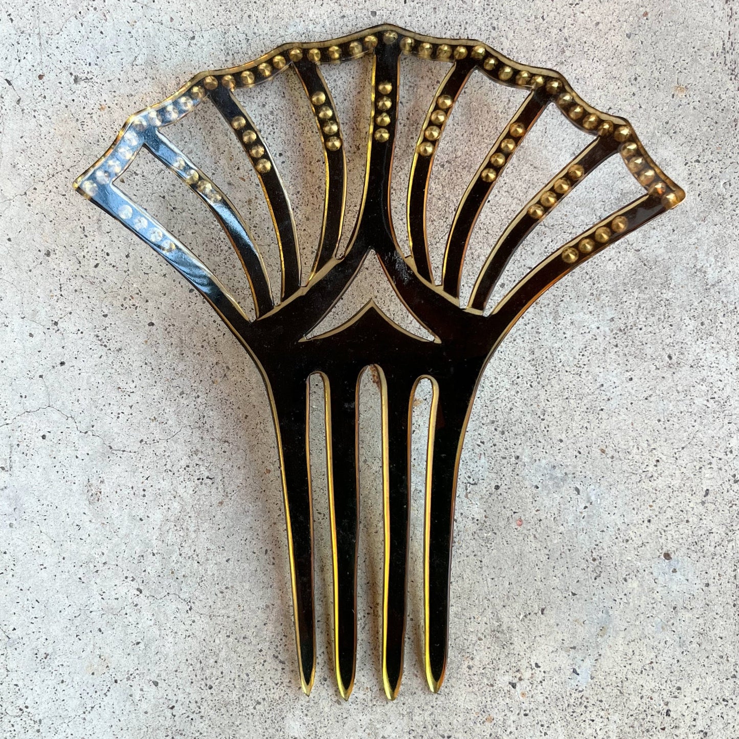 Art Deco Black Celluloid Hair Comb