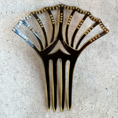 Art Deco Black Celluloid Hair Comb
