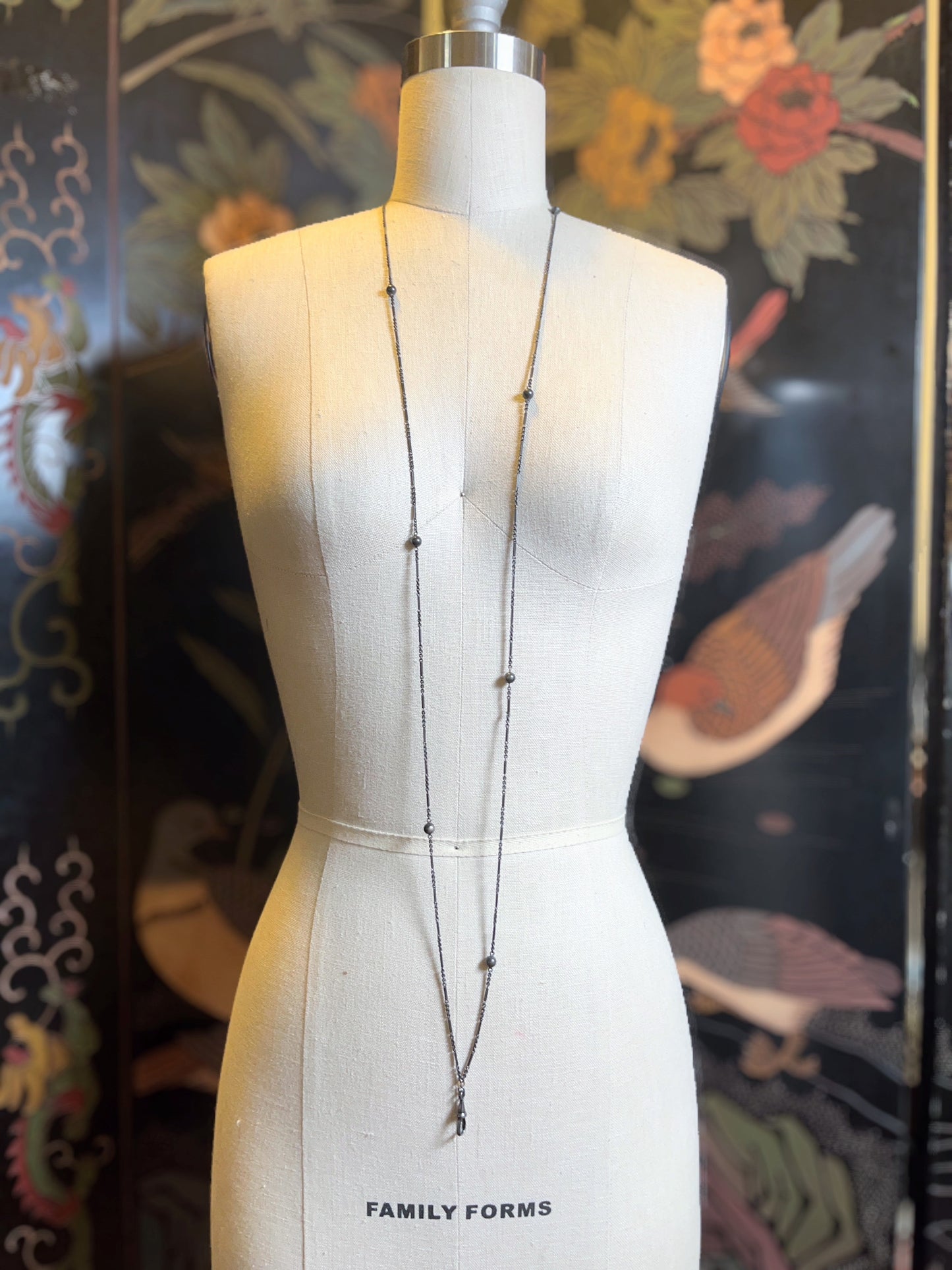 Antique Gunmetal Long Guard Chain w/ Metal Spheres