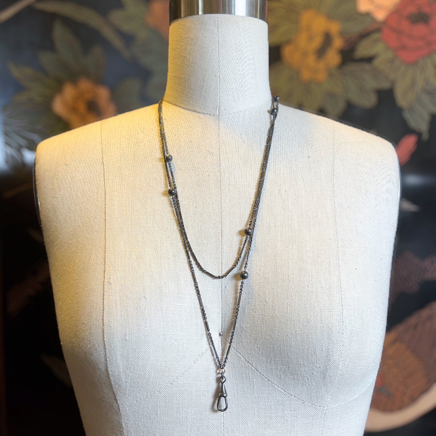 Antique Gunmetal Long Guard Chain w/ Metal Spheres