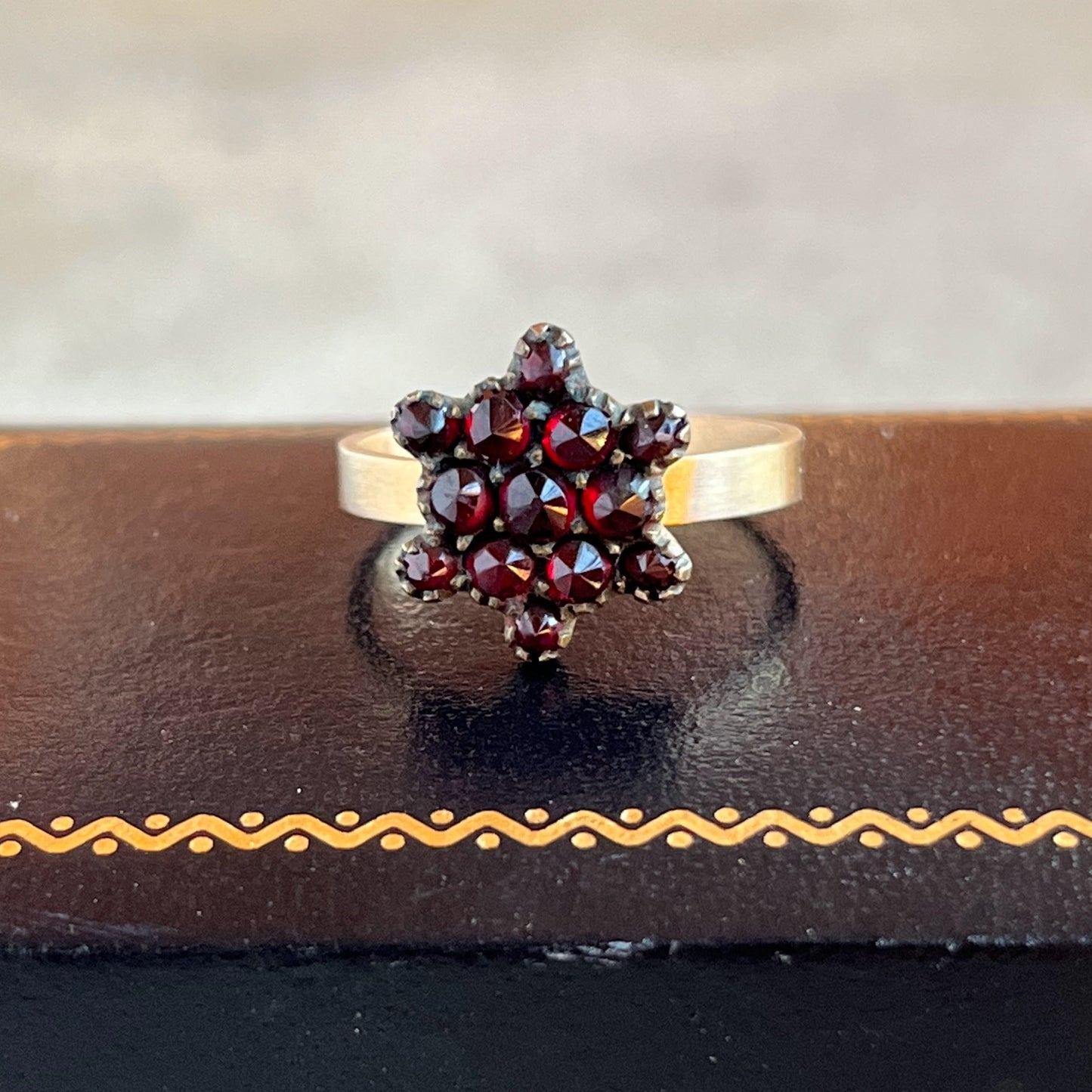 Late 19th c. 10k Gold Garnet Star Conversion Ring