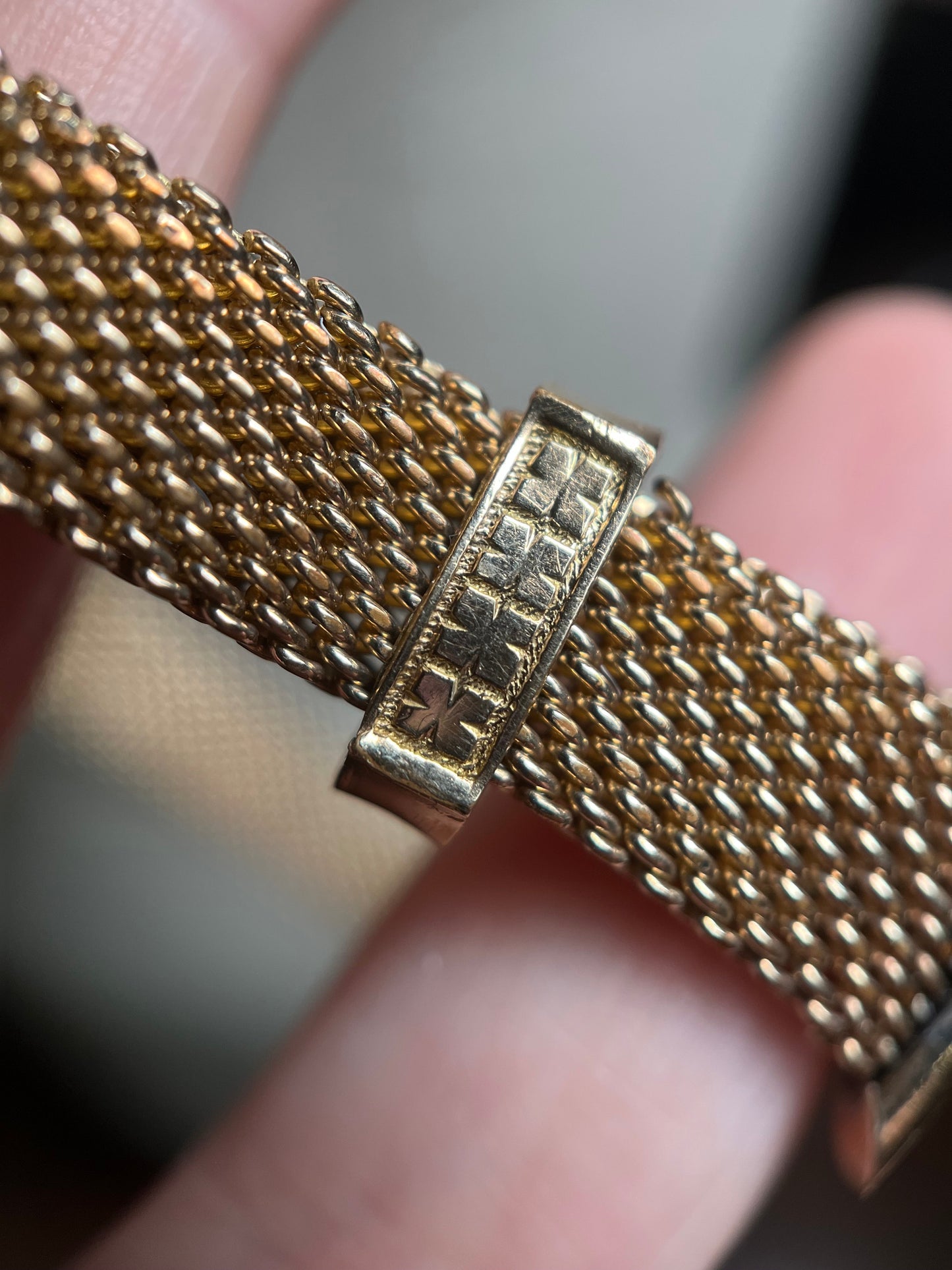 Victorian Gold Filled Moth or Butterfly Mesh Bracelet