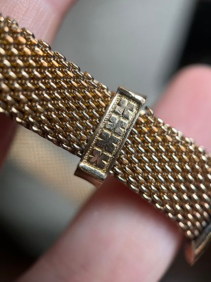Victorian Gold Filled Moth or Butterfly Mesh Bracelet