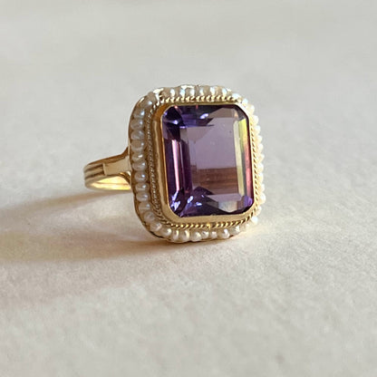 c. 1930s-1940s 14k Yellow Gold Amethyst Ring