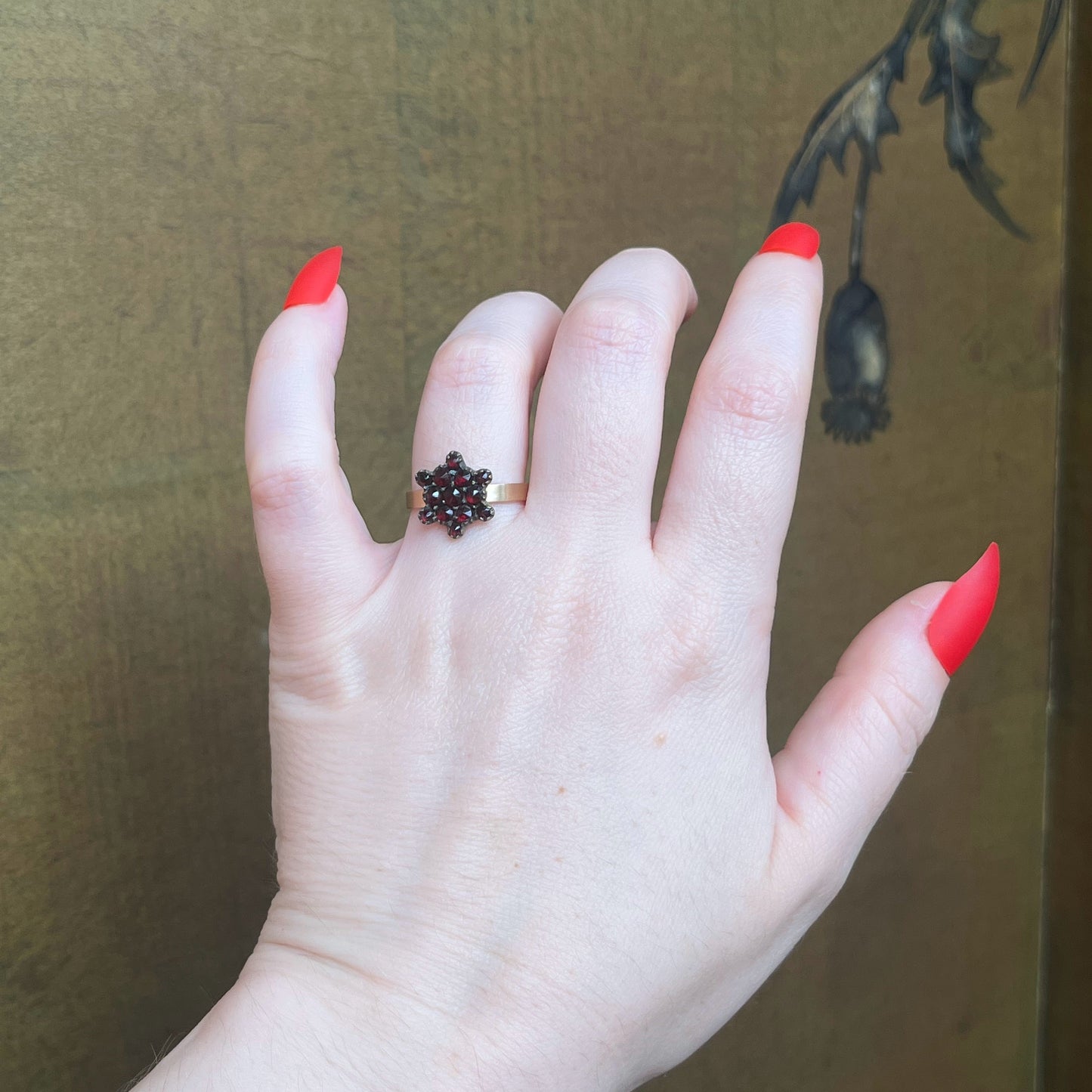Late 19th c. 10k Gold Garnet Star Conversion Ring