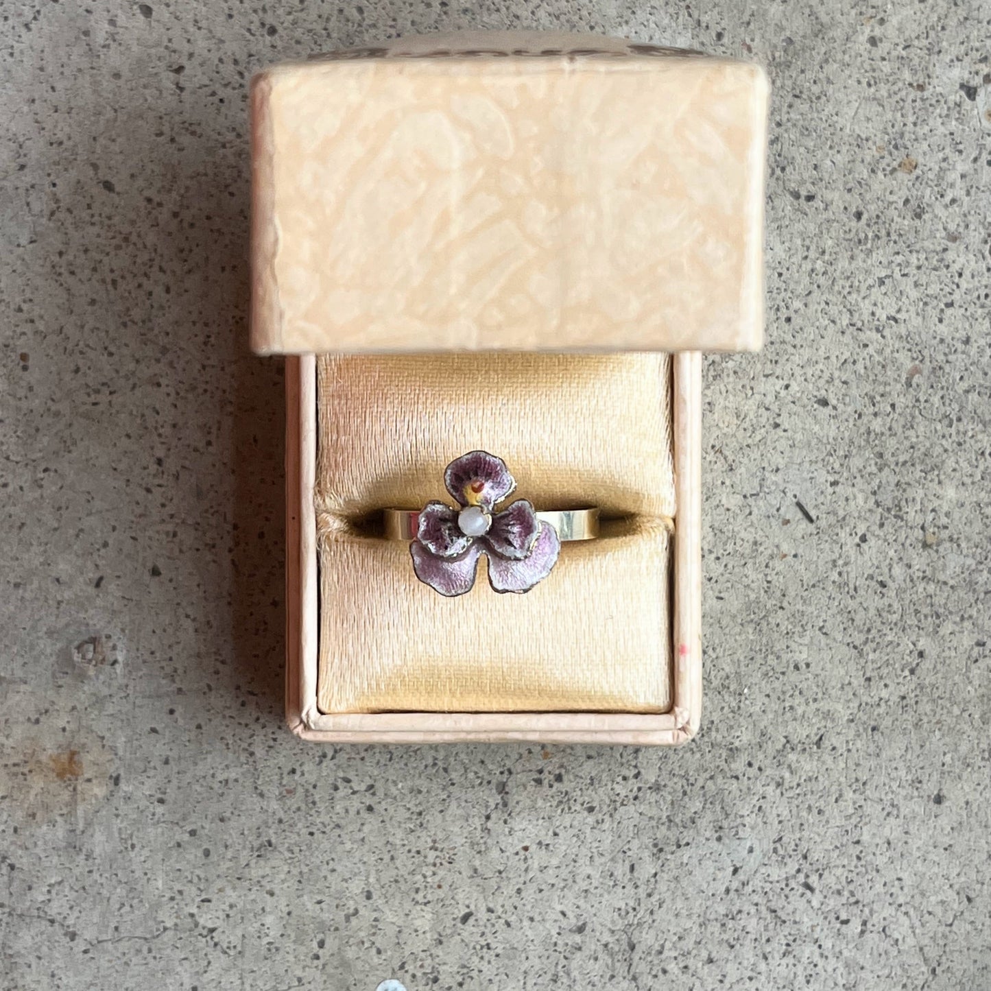 c. 1910s-1920s 10k Gold Enamel Pansy Conversion Ring