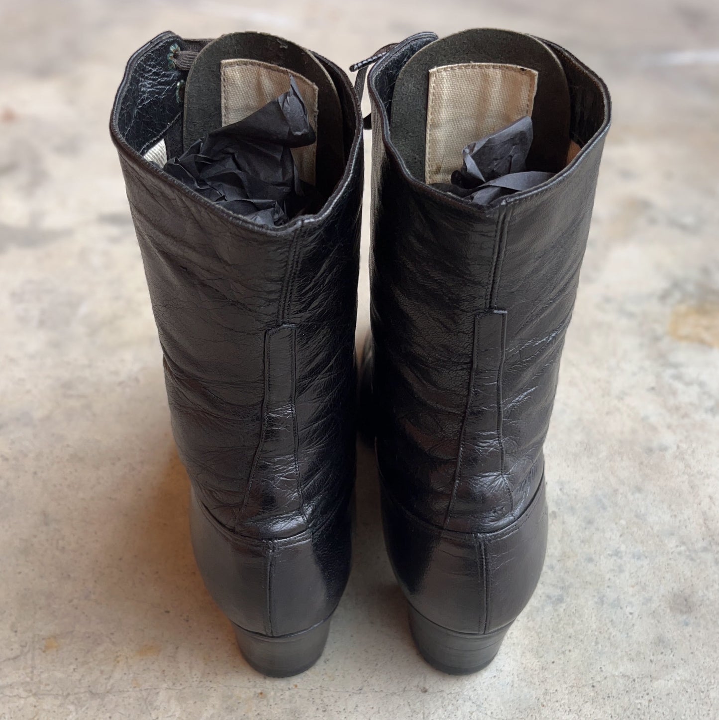 c. 1910s Black Lace Up Boots | Approx Sz 8