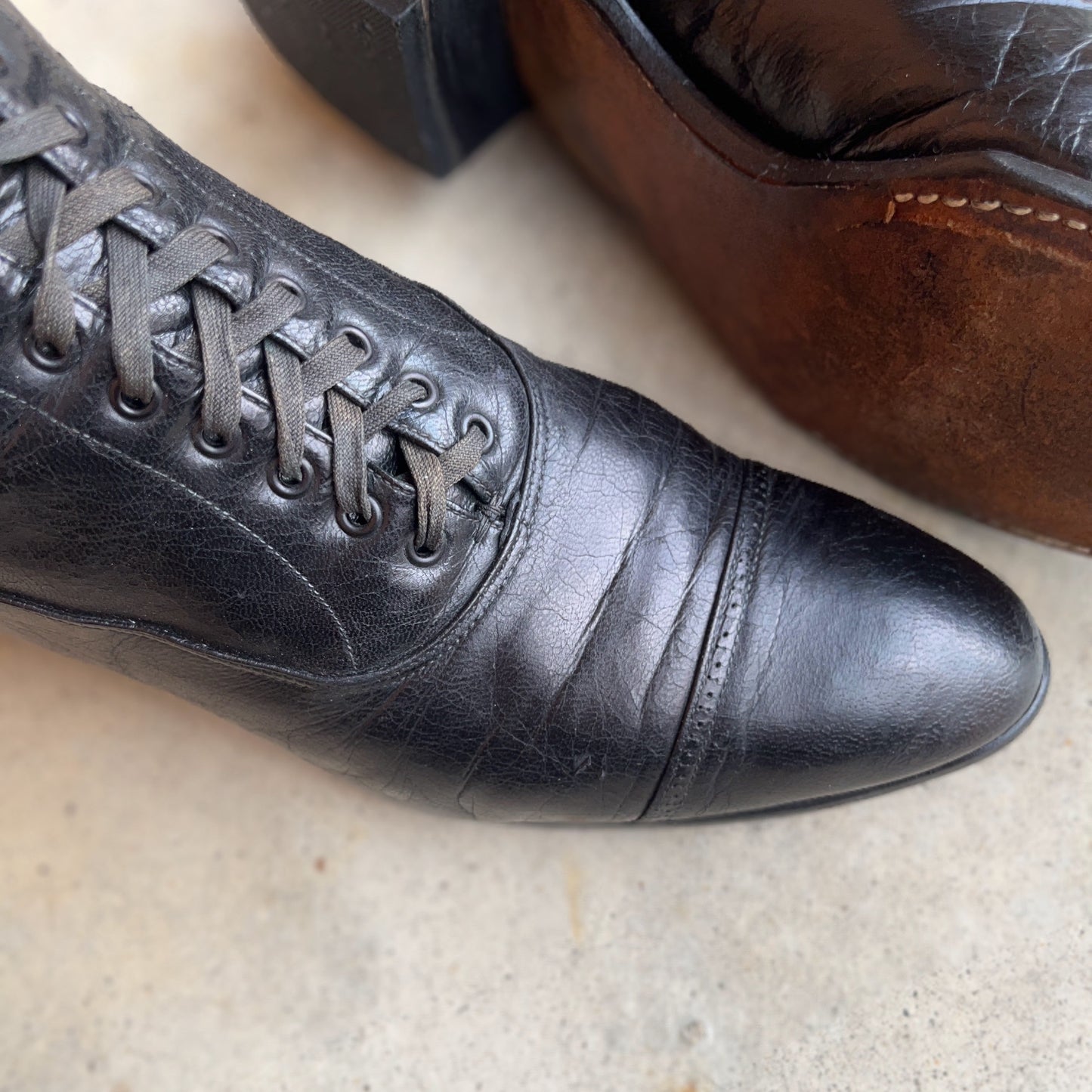 c. 1910s Black Lace Up Boots | Approx Sz 8