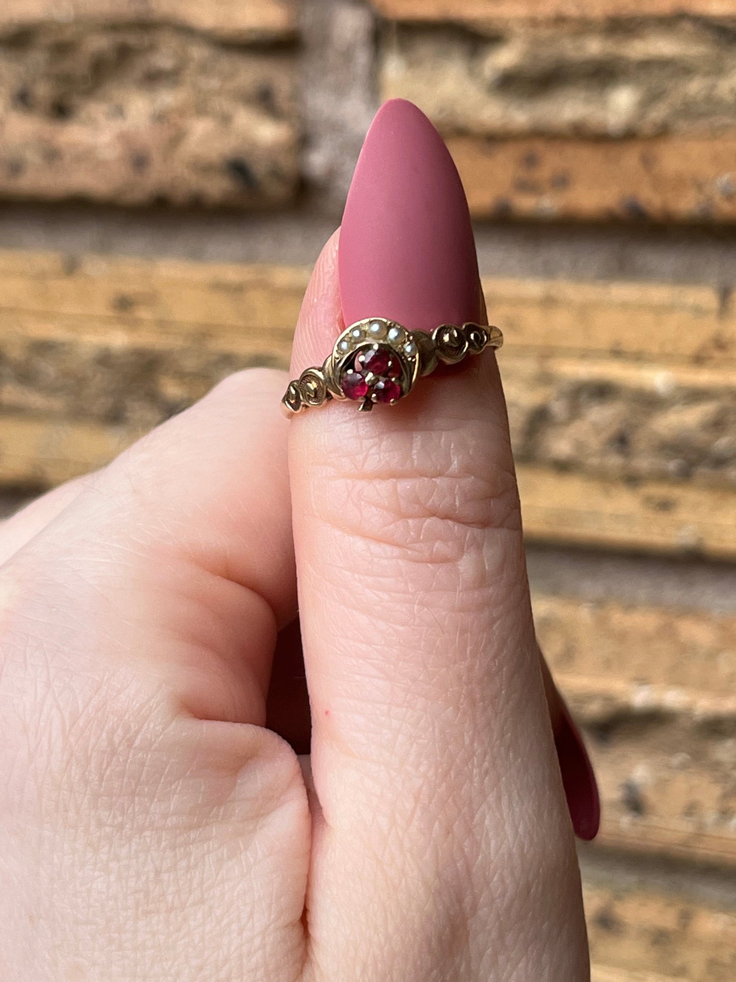 RESERVED c. 1890s-1900s 12k Gold Crescent Moon Shamrock Ring