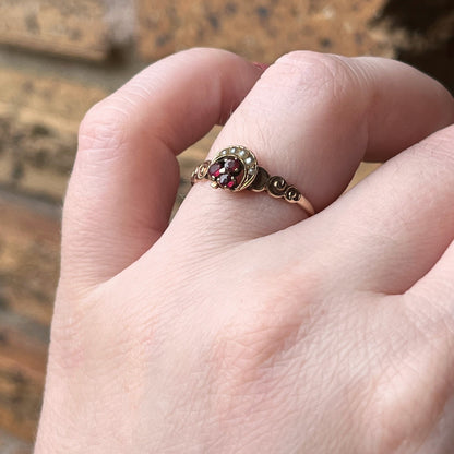 RESERVED c. 1890s-1900s 12k Gold Crescent Moon Shamrock Ring