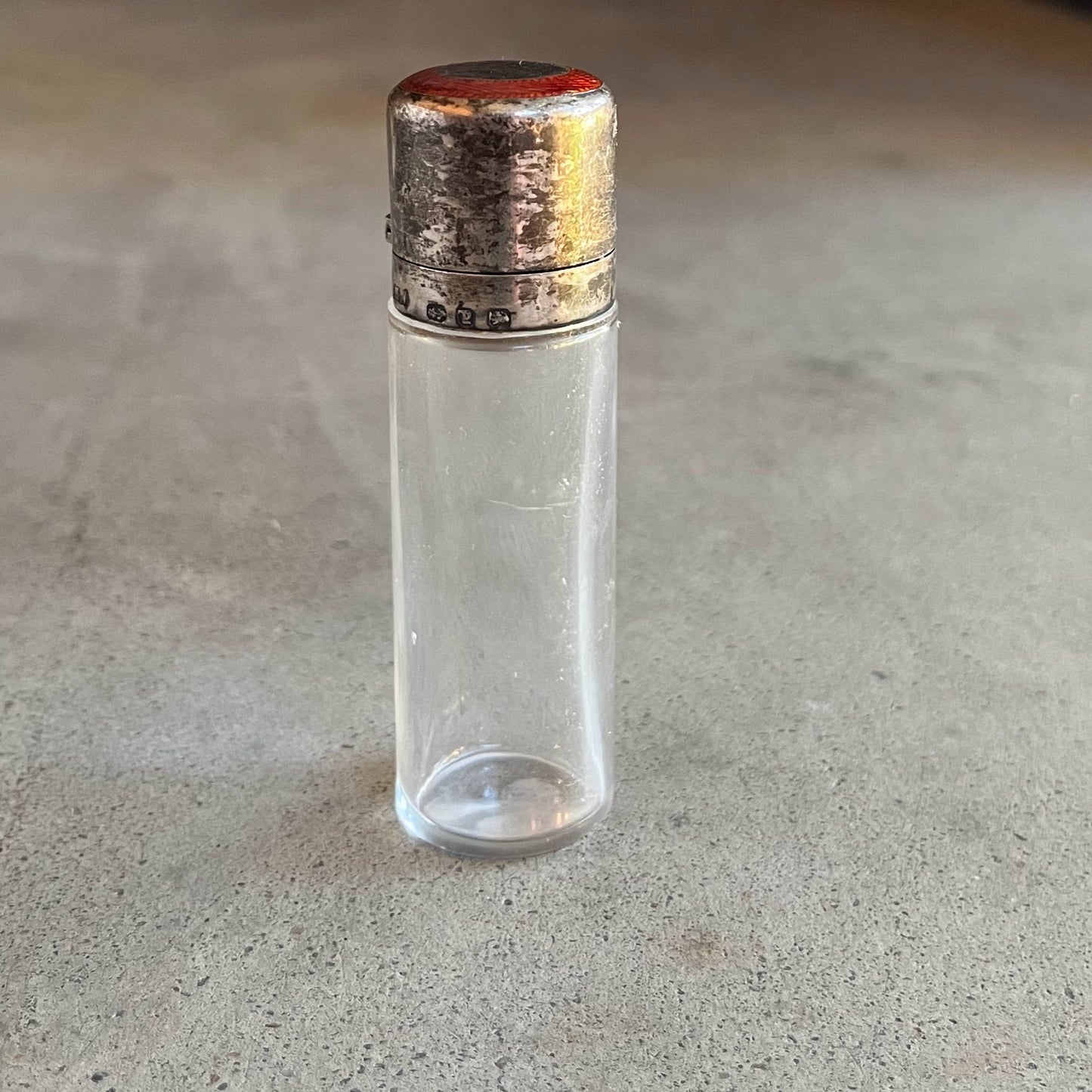1898 Sterling Silver Guilloche Enamel Perfume Bottle