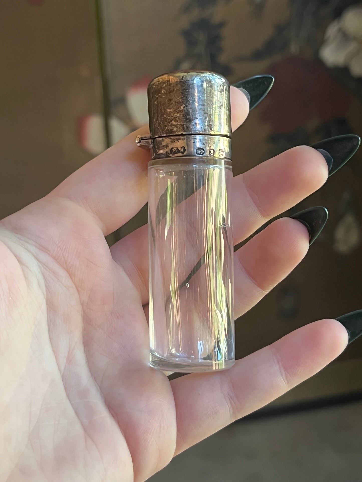 1898 Sterling Silver Guilloche Enamel Perfume Bottle