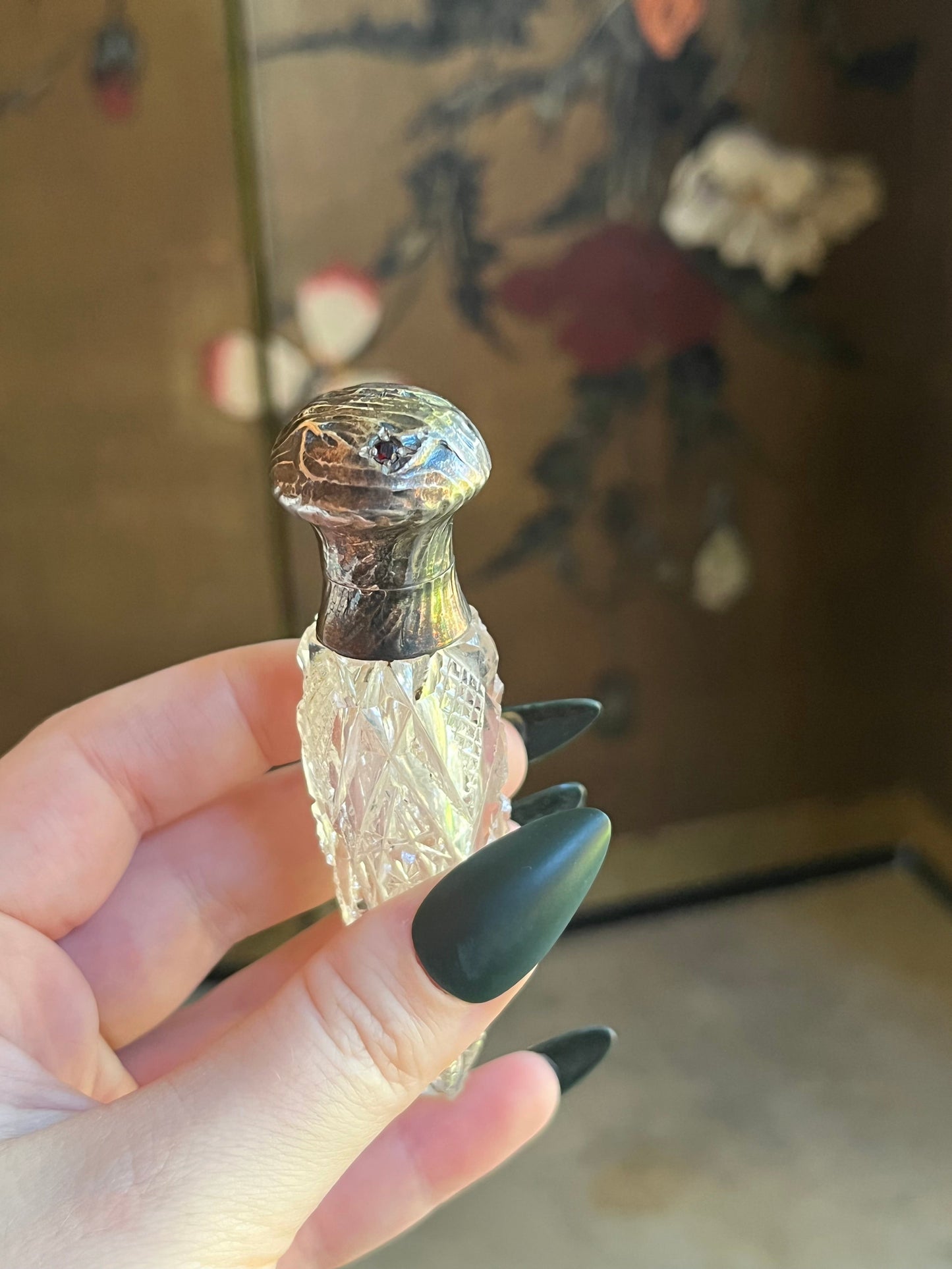 Late 19th-Early 20th c. Cut Crystal Chatelaine Perfume Bottle