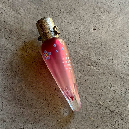 c. 1910s-1920s Pink Frosted Glass Perfume Bottle