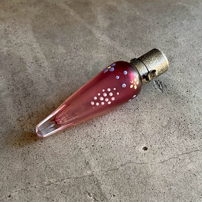 c. 1910s-1920s Pink Frosted Glass Perfume Bottle